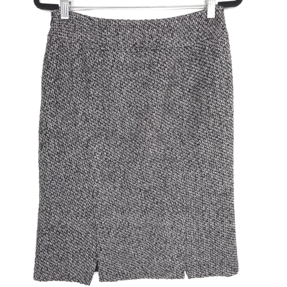 LAFAYETTE 148 New York Skirt Tweed Virgin Wool Cashmere Camel Hair Black White‎